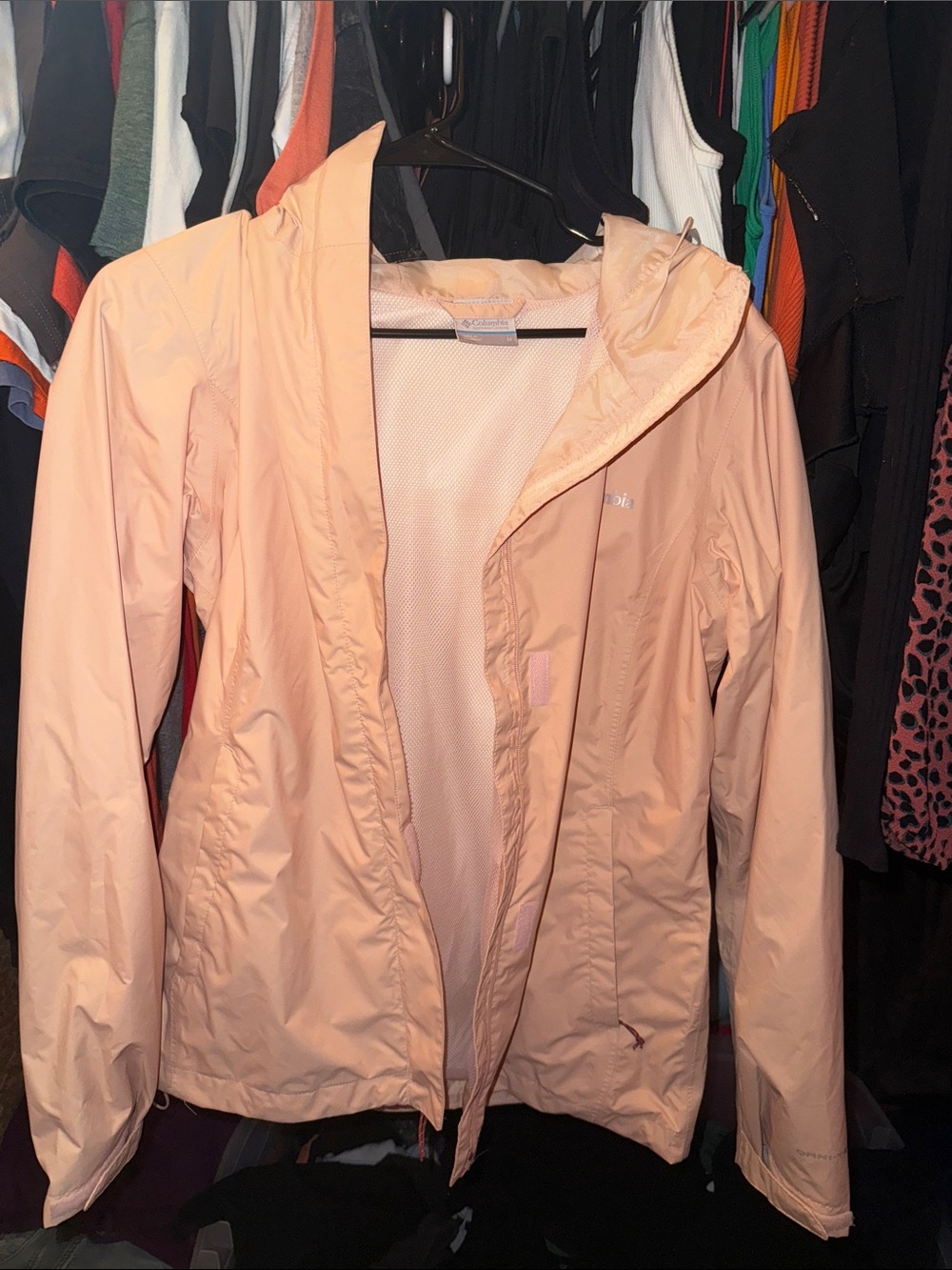 Light Pink Women's Rain Jacket with Hood